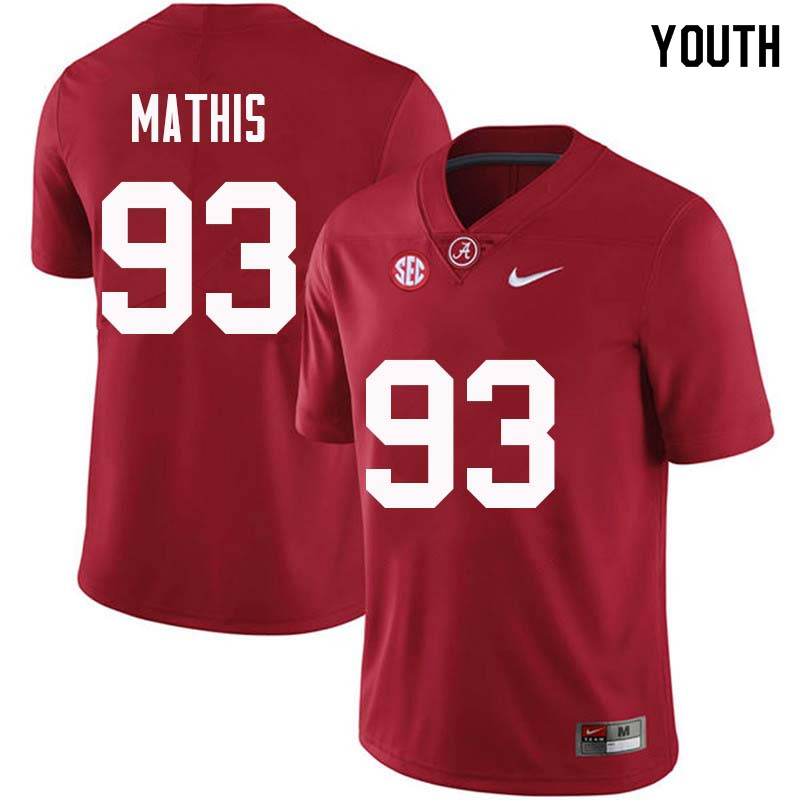 Alabama Crimson Tide Youth Phidarian Mathis #93 Crimson NCAA Nike Authentic Stitched College Football Jersey JB16E60XT